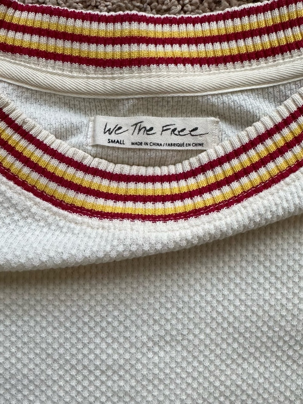 FREE PEOPLE Cream Crochet-Sleeve Thermal Top - Picture 4 of 7